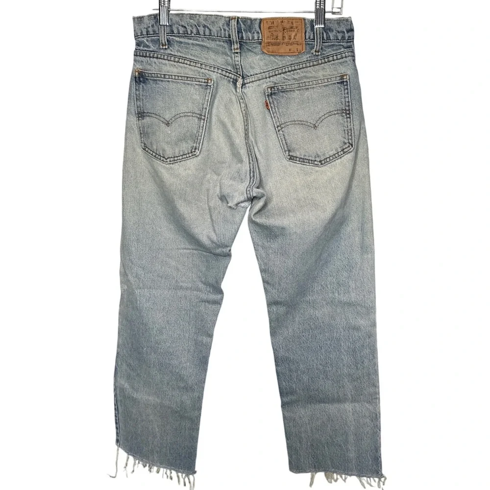 Levi's Mens 501 Light Wash Frayed‎ Hem Jeans Sz 33x34 Weathered Classic Western